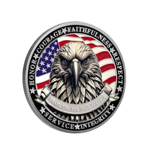 1/2/3/4/5Pcs Veterans Challenge Coin Patriotic USA Eagle Collectible Coin Thank You for Your Service Round Carving Keepsake Badge Decoration Veterans
