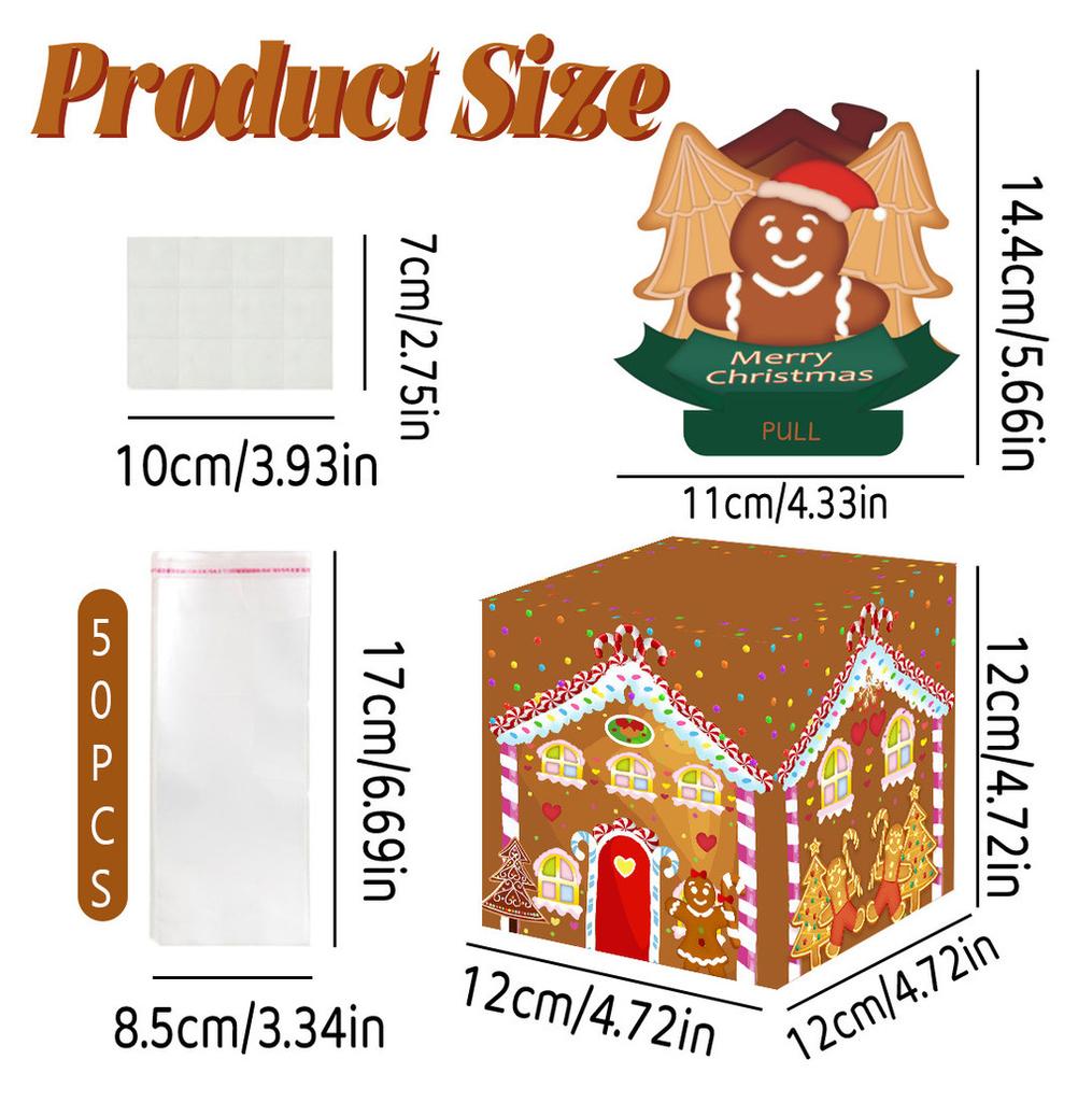 Man Gingerbread House Pattern Paper Money Box Christmas Theme Party Decor Props