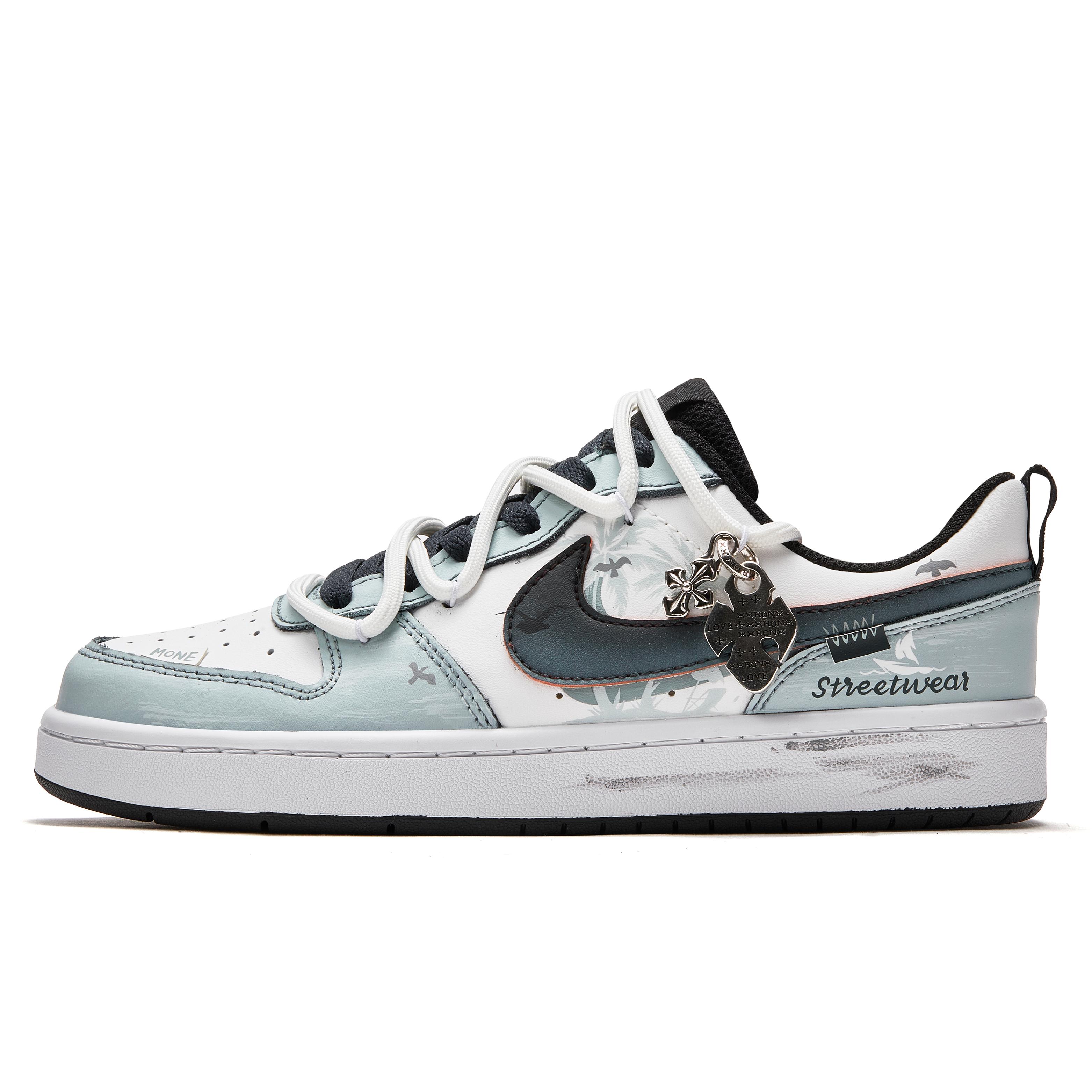 

Nike Court Borough 2 Low top Skateboard Shoes GS White Blue BQ5448-115(Team177-) 37.5