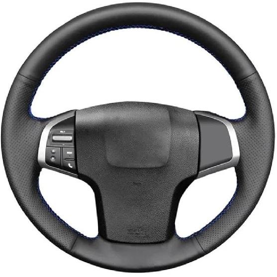 

Черная кожаная оплетка на руль, для Isuzu D-Max MU-X 2013-2020, для Holden Colorado AU 2012-2014 2015 2016-2019, красная строчка Black line