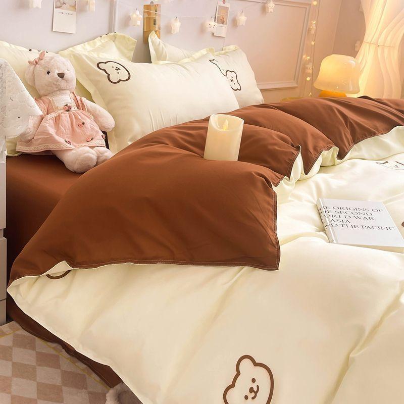 Red Cherry Duvet Cover Set No Filler Ins Style Korean Full Queen Size Girls Boys Flat Sheet Pillowcase Bedspread Set