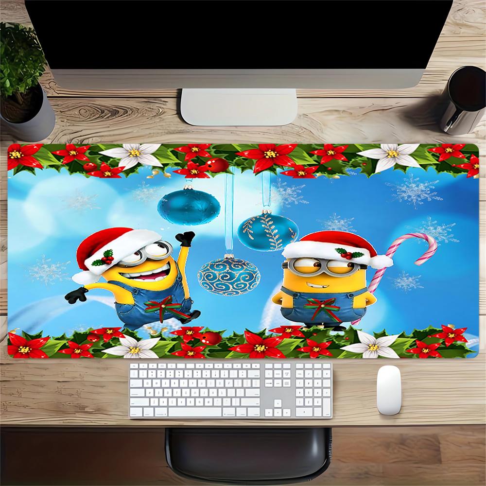Christmas Minions Celebration Large Gaming Mouse Pad Nonslip Rubber Base Waterproof Desk Mat For Office Pc Laptop