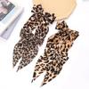 Vintage Leopard Print Bowknot Hairpin Long Ribbon Back Head Spring Clip Ponytail Headwear for Women Elegant Versatile Hairpin