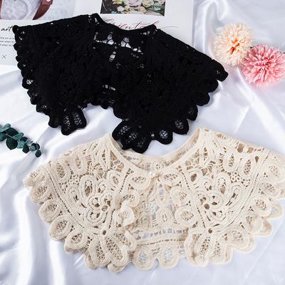 Hollow Crochet Lace Detachable Collar Shawl O-Neck Doll False Collar Shirt Women Hollow Crochet Lace Detachable Collar