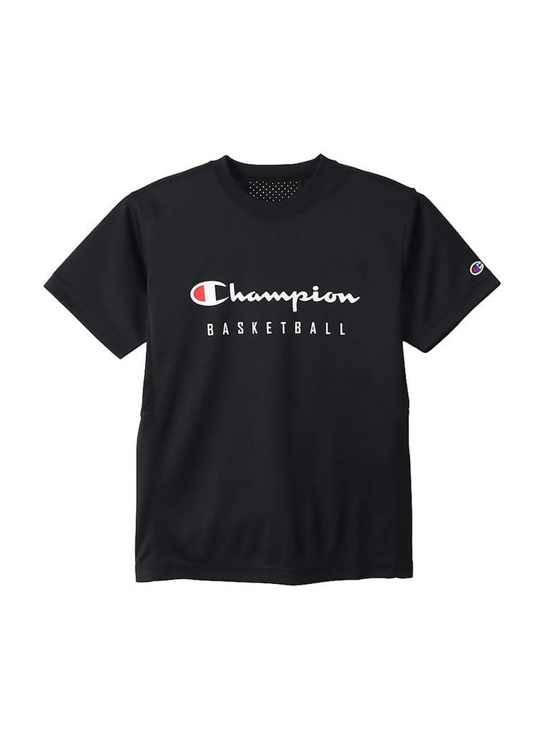Champion Basketball Size Short Odor Graphic Logo Ventilation Kids' T-Shirt, Black, 160, CK-XB317, Sleeve, Antibacterial, Resistant, Quick-Drying,