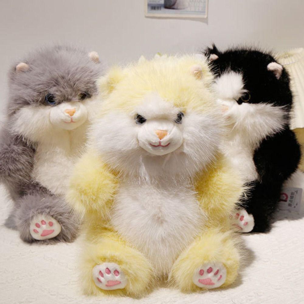 Soft Simulation Cat Plush Toys PP Cotton Gray Kitten Soft Dolls  Decorate Present