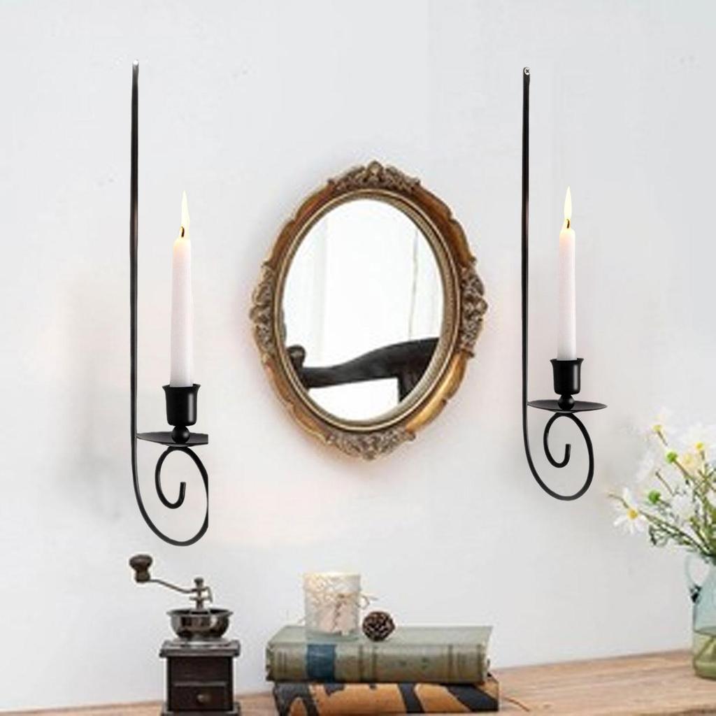 2 Pieces Metal Candle Sconces Wall Mounted for Sticks Candles Modern Hanging Art