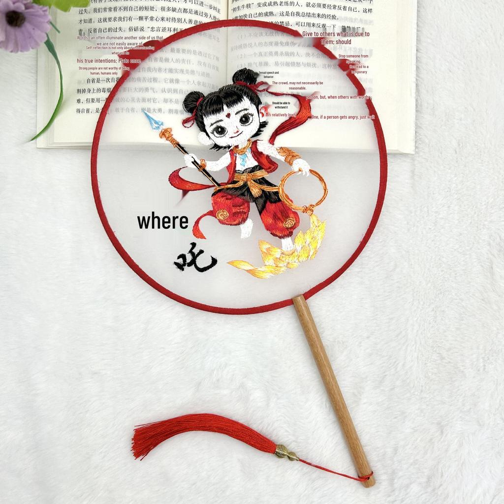 Ancient Style Single-Sided Suzhou Embroidery Dance Fan
