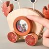 Baby Toy Wooden Cartoon Crab Rattle Hand-pushed Wooden Cars Children's Toy  Finger Fine Motion Car Educational Toy for Children