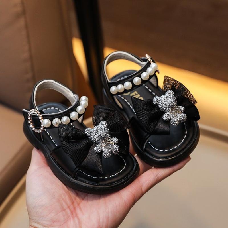 Sandali Estivi Comodi e Divertenti per Bambina Decorazioni Orsetto Kawaii Aperte Sulla Punta 1-4 Anni Scarpe da Spiaggia per Bambina Piccola