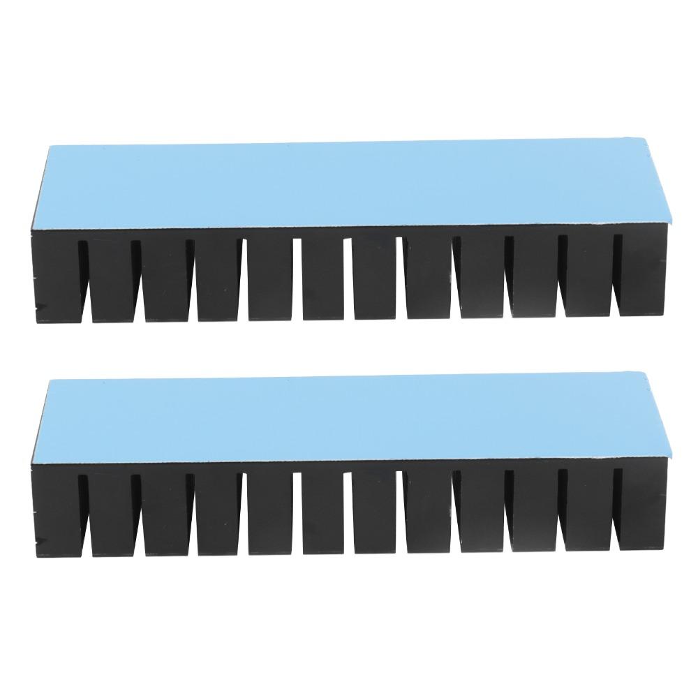 2Pcs 120*40*20mm Cooling Fins Slotted Design Black Aluminum Cooling Fins With Adhesive Aluminum Slotted Heat Sink