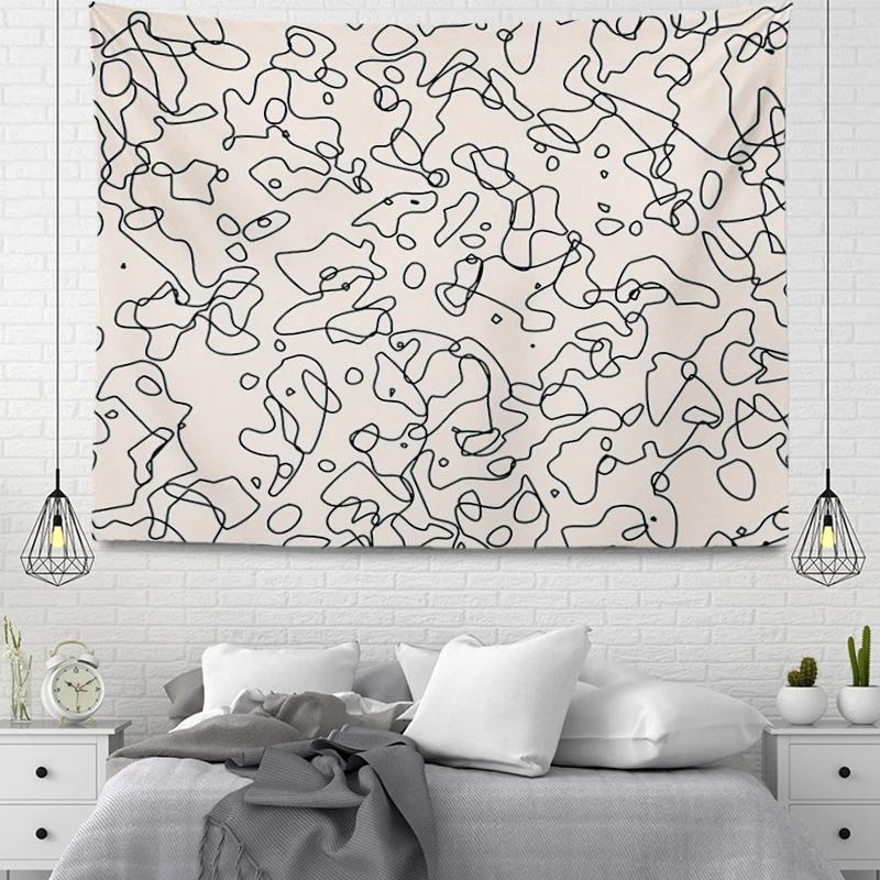 Office Living Room Tapestry Simple Line Geometric Pattern Hanging Cloth Home Wall Decoration Tapestry