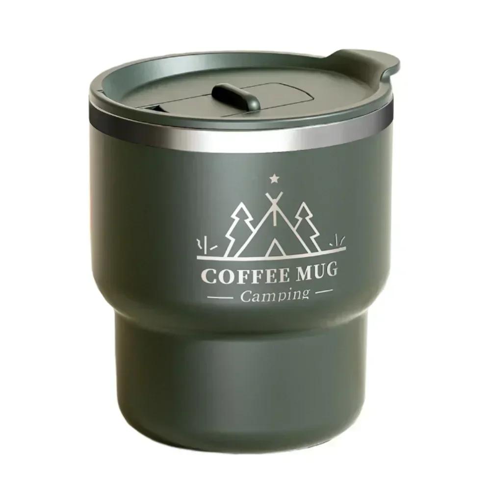Double wall vacuum insulated 304 stainless steel coffee cup with spill resistant flip lid portable for tea juice drinks