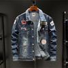 Men's Spring and Autumn Thin Plus Size Flip Collar Retro Loose Casual Cowboy Jacket