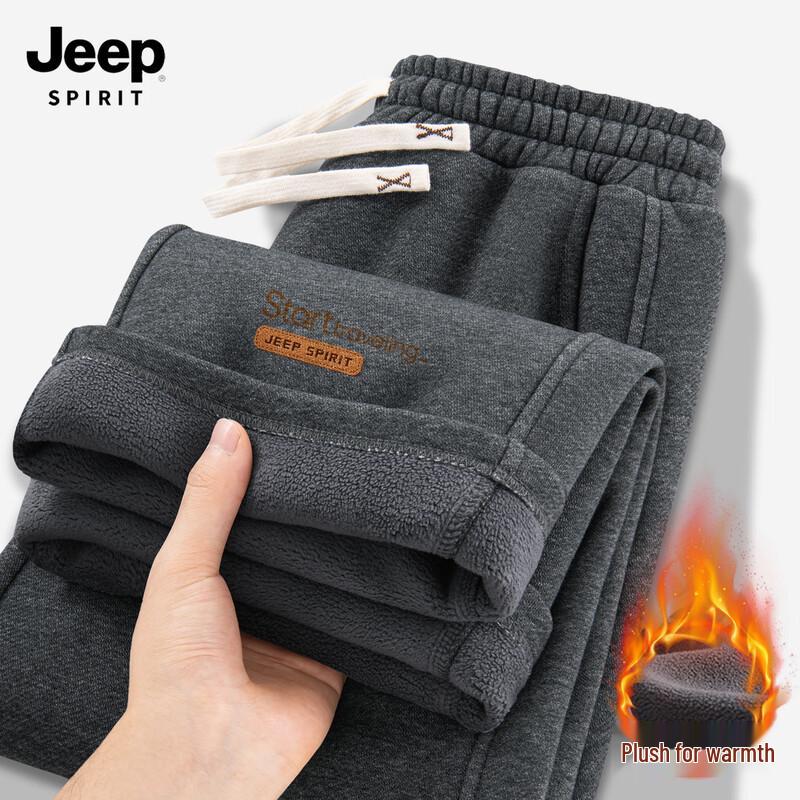 JEEP SPIRIT Men's Fleece-Lined Warm Casual Straight-Leg Pants
