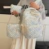Backpack Cute Kawaii Backpack Set 3 Pieces Floral Quilted Backpack With Small Crossbody Bag