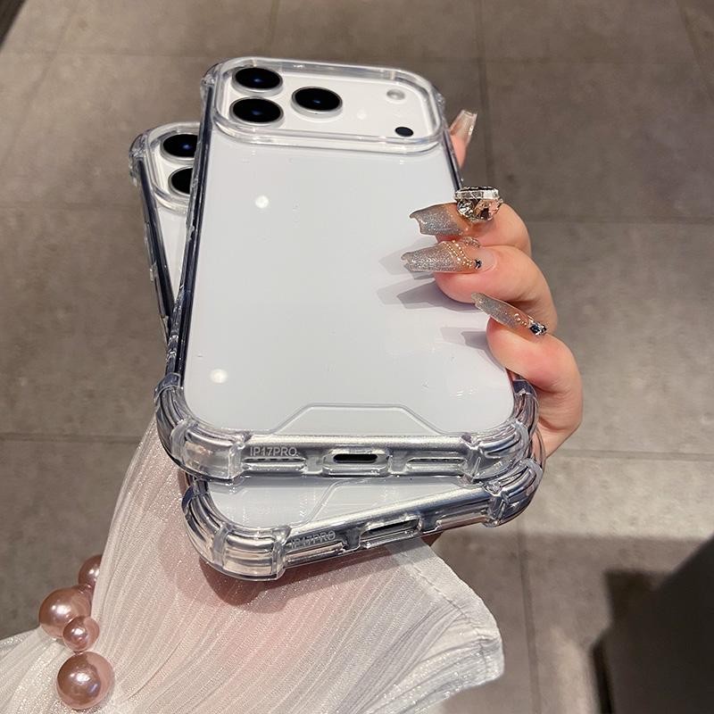 Luxury Transparent Shockproof Four Corner Package Case for IPhone 17 Air 16 15 14 13 12 Pro Max Acrylic Back Cover Shell