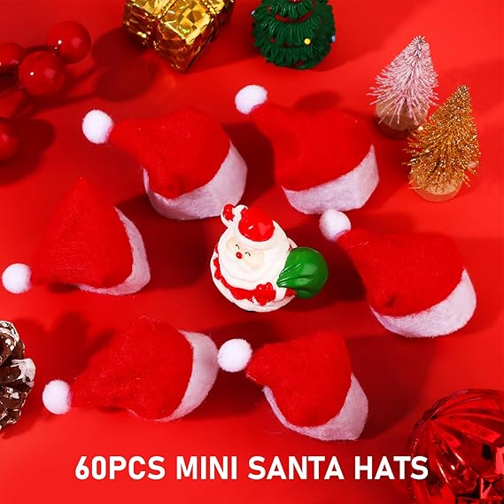 100-pack Mini Jul Tomte Flaskhattar, Lollipophattar, Jul Lollipop Godis Omslag Hatt, Godistoppar Jullov Pa
