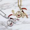 Hip Hop Classic Cartoon Character Scythe Monster Copper Zircon Pendant Necklace Gold
