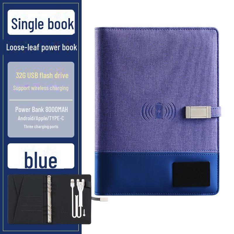 A5 Multi-Function Business Notebook with USB Charging & Luminous Logo USB Drive