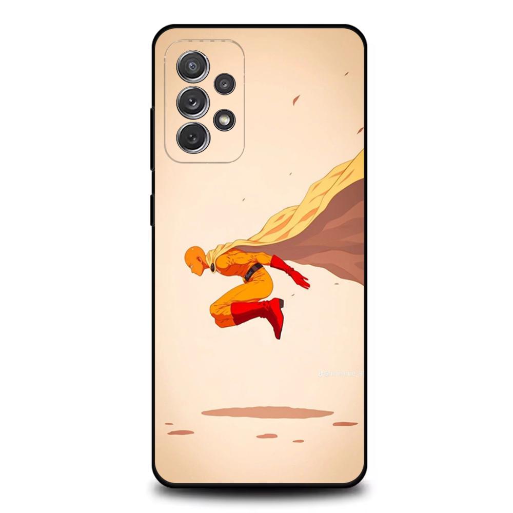 One Cartoon Punchs Man Phone Case For Samsung S25,S24,S21,S22,S23,S30,Ultra,S20,Plus,Fe,Lite,Note,10,9,5G Black Cover