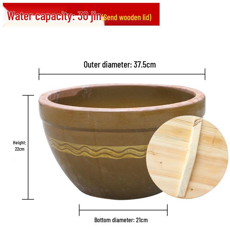 Traditional Ceramic Water Jar for Pickling, Rice Wine Fermentation, or Flour Storage