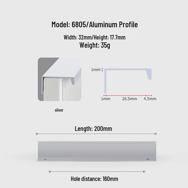 Modern Minimalist Black Invisible Handle for Cabinet Doors and Drawers