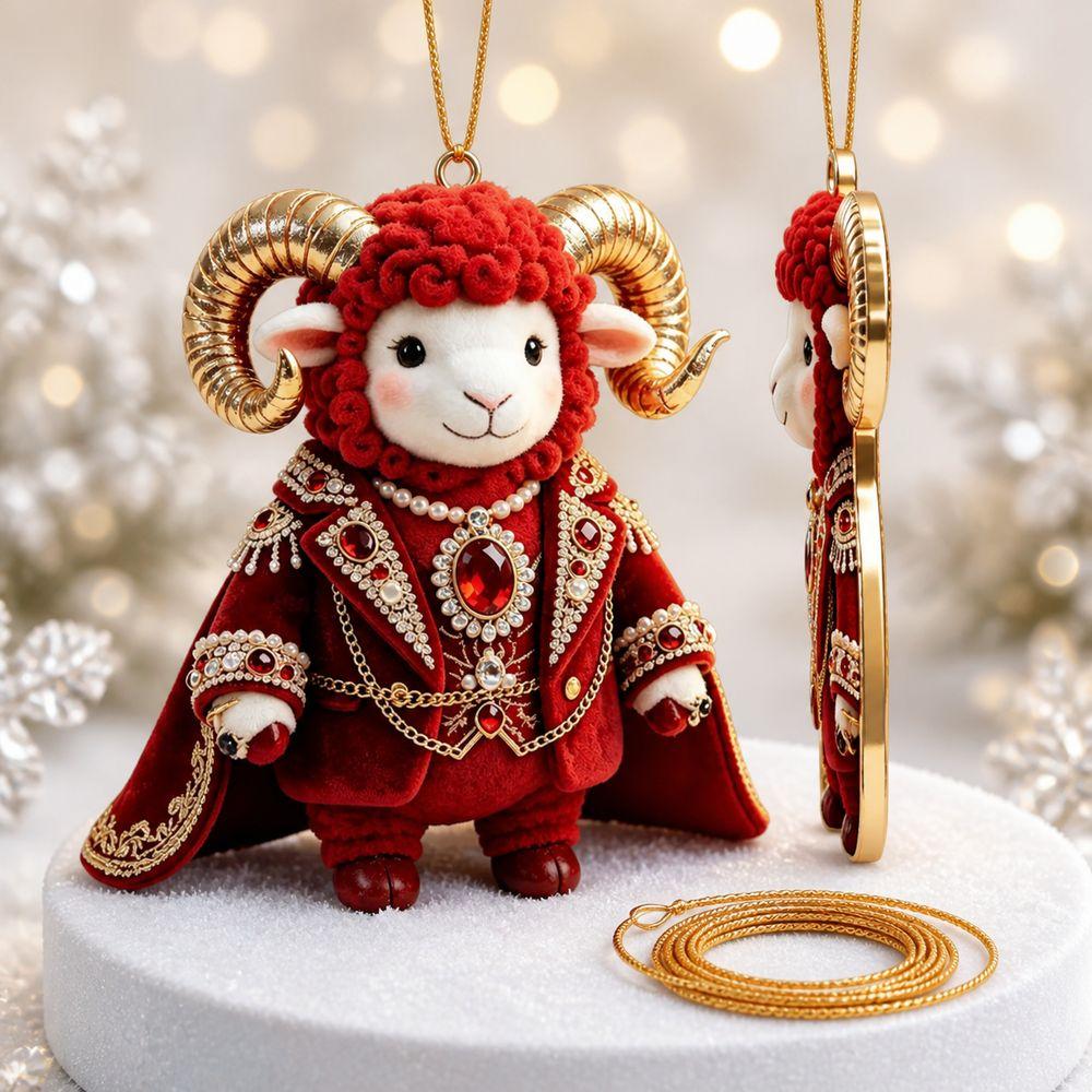 Künstlicher Strass Ziegen Hängeornament 2D Flacher Ziegen Taschenanhänger Weihnachtsbaumschmuck