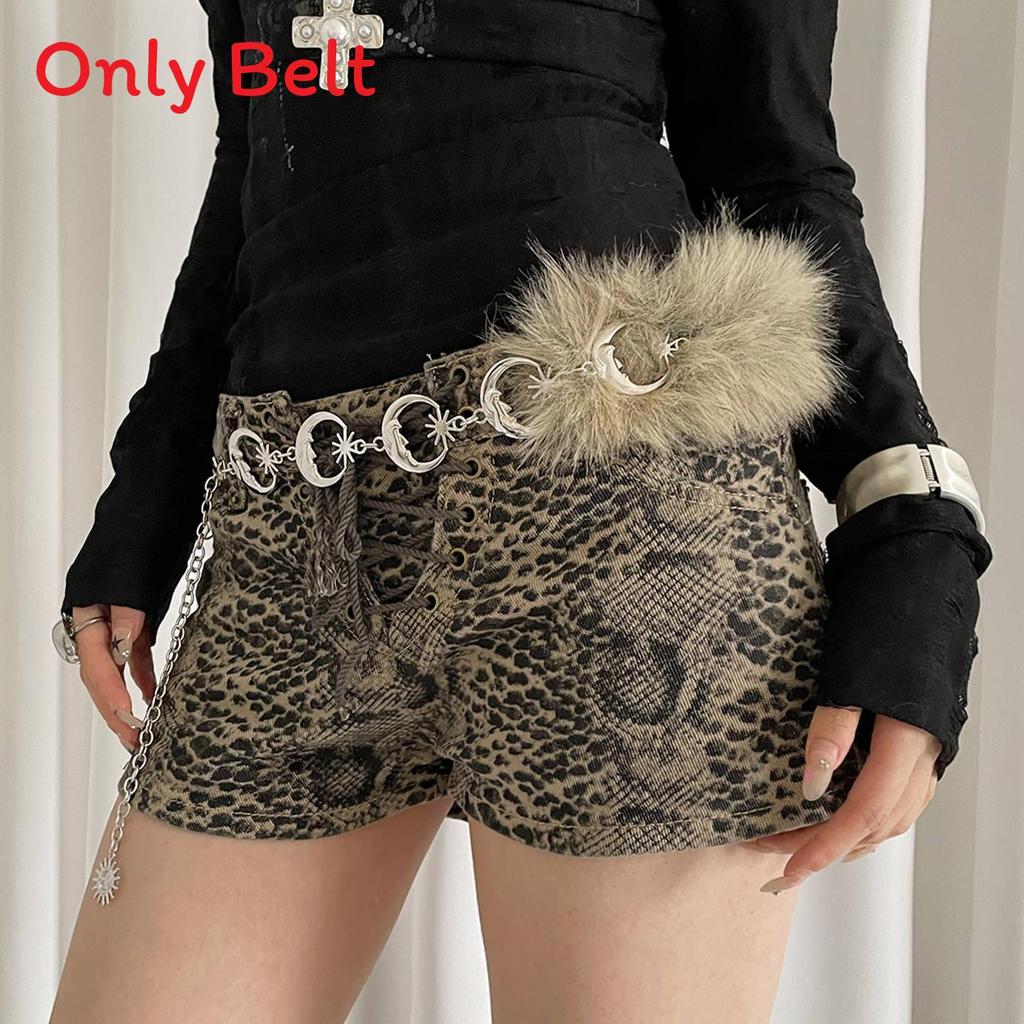 Retro Plush Silver Moon Alloy Waist Chain For Women With Stylish Dress Or Denim Outfit