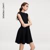 LANGZI High-Neck Sleeveless Ribbed A-Line Mini Dress