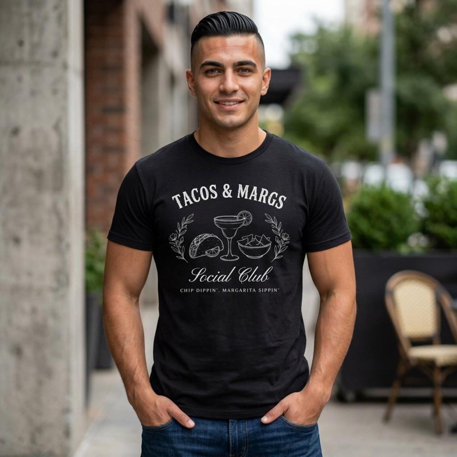 Tacos & Margs Social Club T-Shirt; Chip Dippin Margarita Tee; Funny Fiesta Apparel 4XL