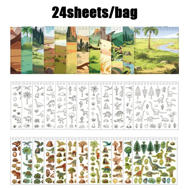 24sheets/book Animal World Diorama Sticker Book Spiral Notebook For Scrapbooking 3D Animal Scene DIY Craft For Journal Album