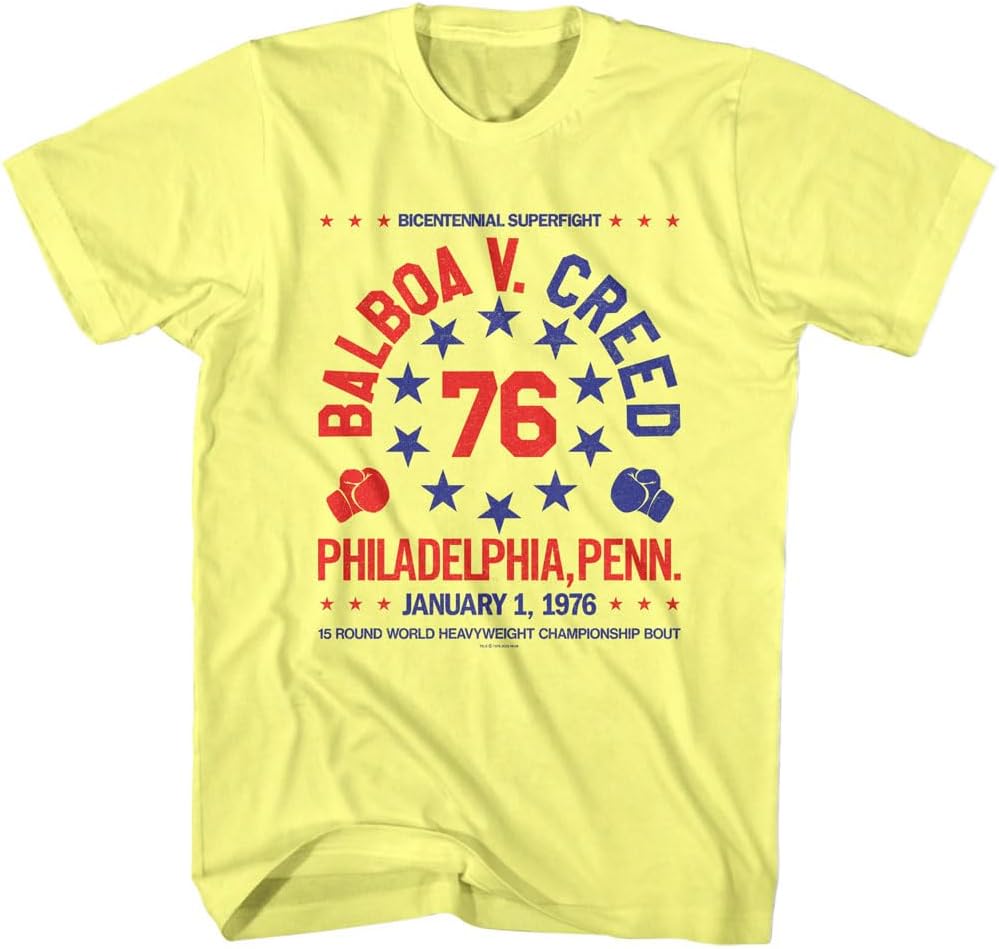 Rocky Movie T Shirt Balboa V. Creed Adult Yellow Heather Short Sleeve Boxing Film Retro Style Graphic Tee S разноцветный