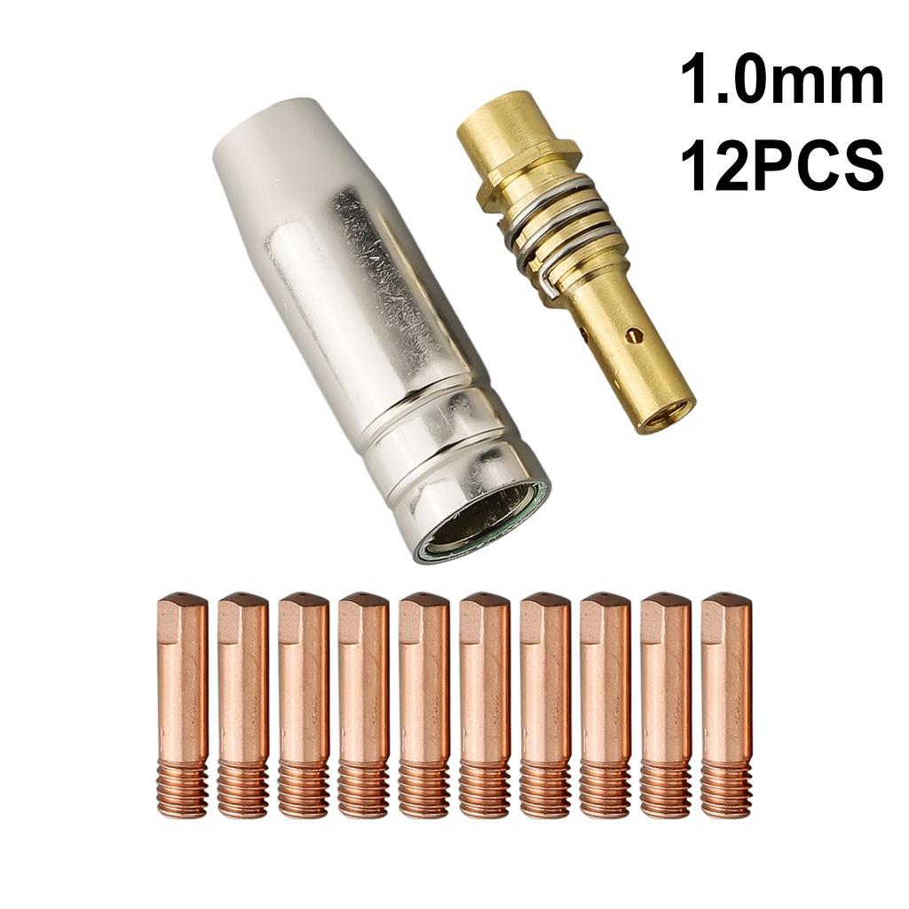 MB15 MIG Welding Nozzle M6 Tip Holder Kit Welding Contact Tip MIG Torch 0.8 X 25mm Copper M6 Shroud Contact Tips