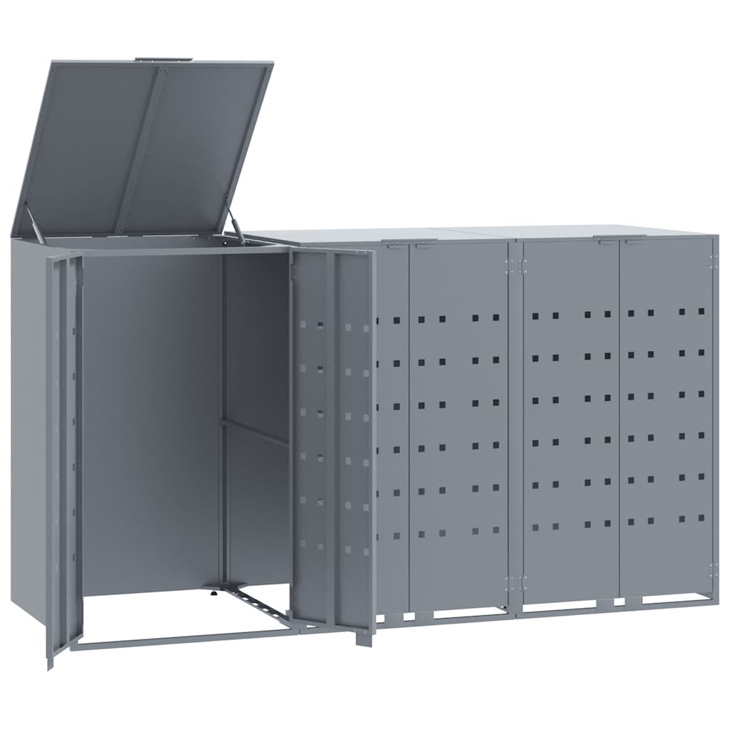Vidaxl Mülltonnenbox für 3 Tonnen, Grau, 207x79x117 cm, Stahl