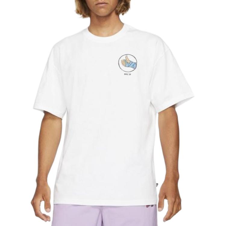 Nike SB T Shirts Men's White Crew Neck Moderate Straight Fit DV2679-100