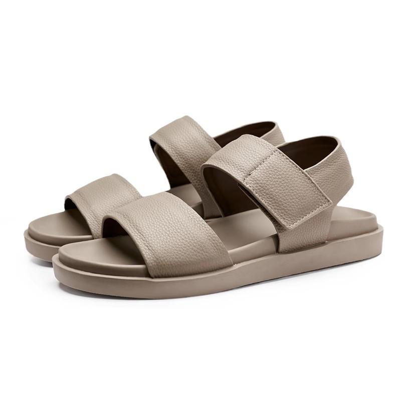 2025 Men's Breathable Genuine Leather Sandals: Soft Sole, Anti-Slip, Outdoor Beach & Sport Footwear