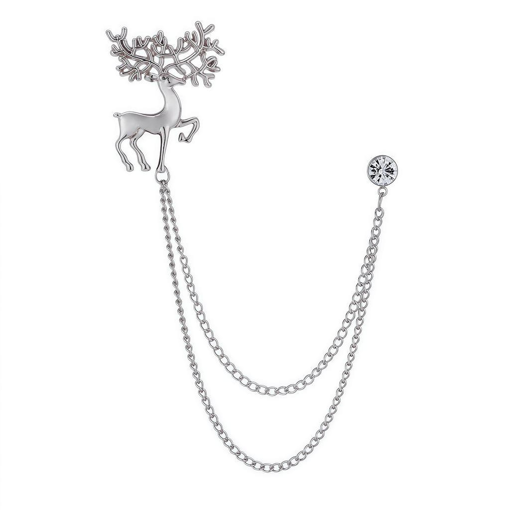 Fashion Metal Rhinestone Brooch for Women and Men Tasse Animal Lapel Pins Eagle Deer Wings Design Collar Pin Jewelry Gifts