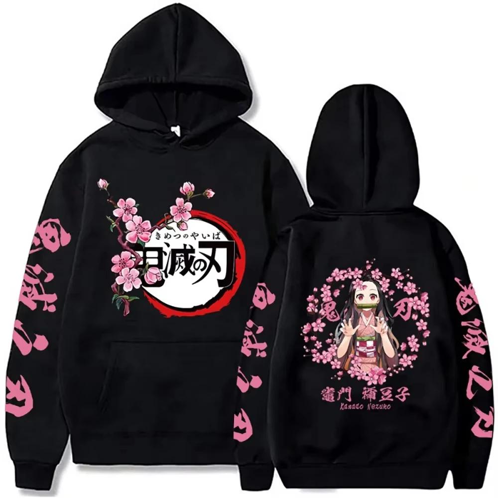 Autumn Winter Harajuku Demon Slayer Women Hoodie Kamado Nezuko Graphic Print Girl Long Sleeve Fashion Streetwear Sweatshirts