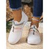 Ladies' One Foot Casual Sports Shoes - Breathable Fabric Upper and EVA Sole, Pink Stripe Design, All Season Comfortable Casual Wear, Cute Shoes