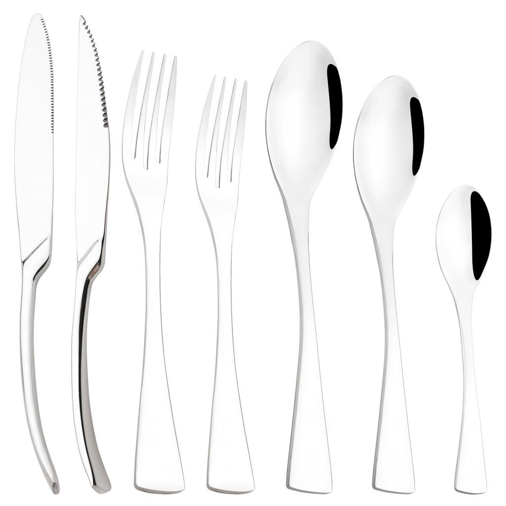 7Pcs Gold Dinnerware Set High Quality Stainless Steel Cutlery Set Knife Fork Tea Spoon Tableware Set Home Kitchen Dinner Silverware Set