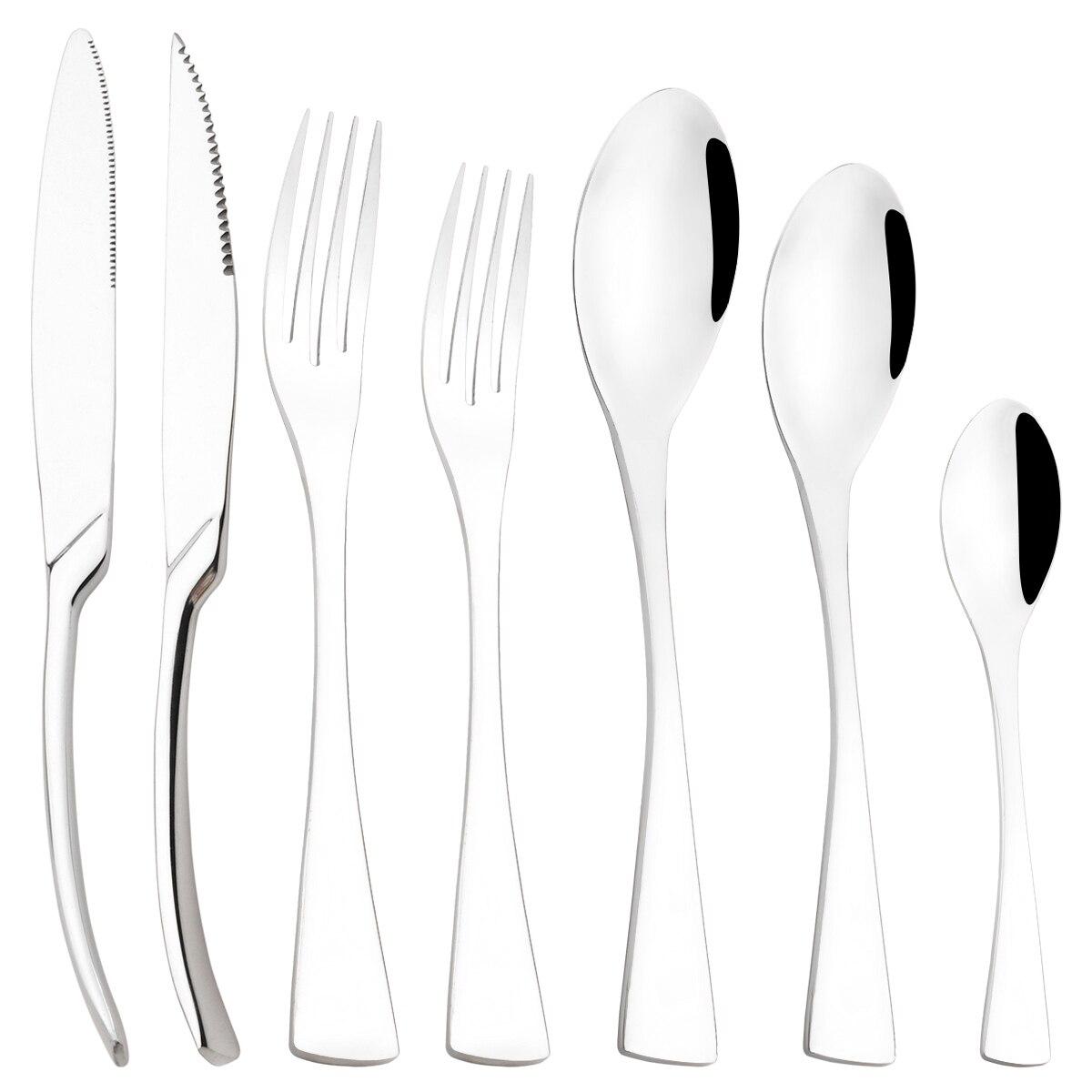 

7 шт. черный набор столовых приборов из нержавеющей стали, набор столовых приборов, нож для стейка, вилка, чайная ложка, набор посуды, домашний кухонный ужин, набор столовых приборов серебряный
