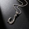Wave Pattern Fish Hook Pendant - Matte Antique Metal Clavicle Chain