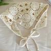 Women Crochet Triangle Head Scarf Handmade Lace Head Wrap Japanese Style Knitted Hollow Out Sweet Rural Style Hair Accessories