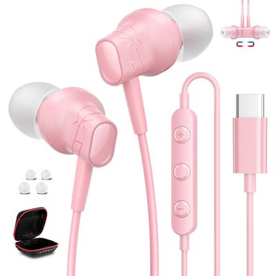 Słuchawki typu C Przewodowe Mikrofon Z Pilotem Zgodne z iPhone 16 Smartfon Słuchawki Typu Kanałowego Zgodne z Pixel 8a 7a Mobile