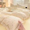 2026 New Hollow Lace Wrinkled Cotton Four-piece Set Household Student Dormitory Three-piece Set Bed Sheet Quilt Cover
