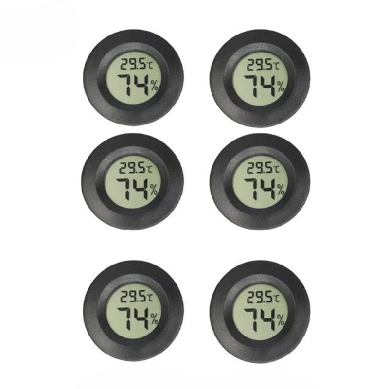 1/6PCS Mini Hygrometer Thermometer Fahrenheit or Celsius Meter Digital LCD Monitor Indoor Room Round Humidity Temperature Gauge 2