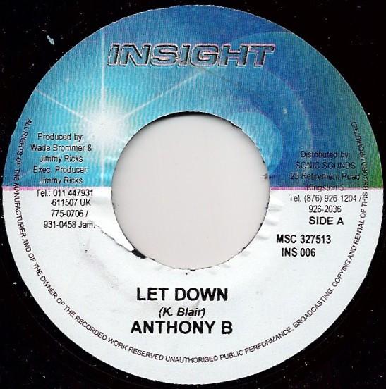 

7inch Record ANTHONY B - Let Down NONE Insight Jamaica Reggae, Ska & Dub Used