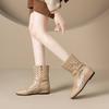 Krazing Pot Cow Split Leather Round Toe Size 43 Increaseing Summer Boots Fashion Hollow Decorations Buckle Summer Boots