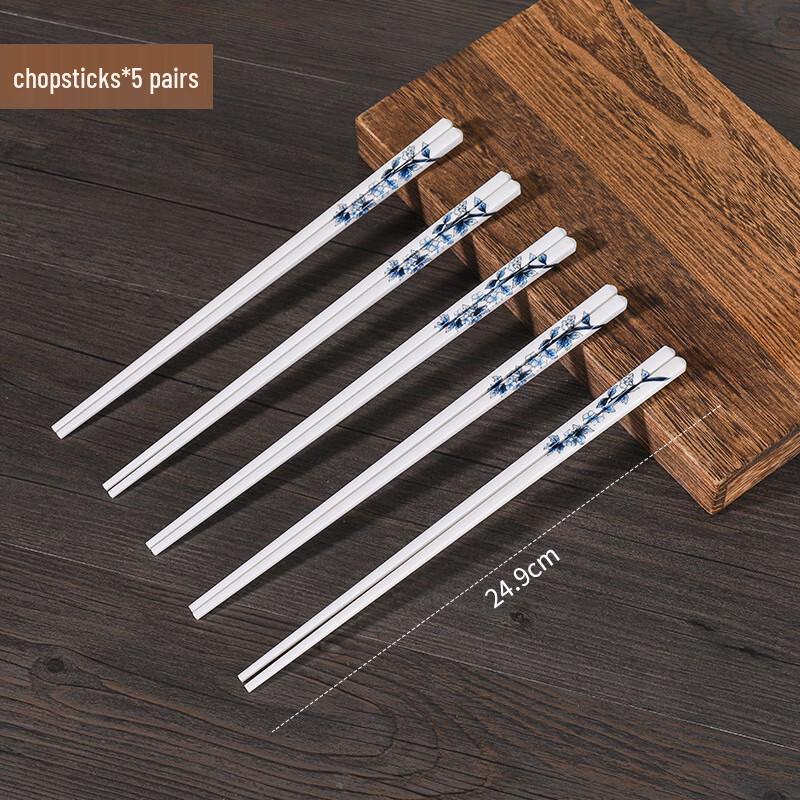 Blaues und Weißes Vögel Keramik Essstäbchen-Set